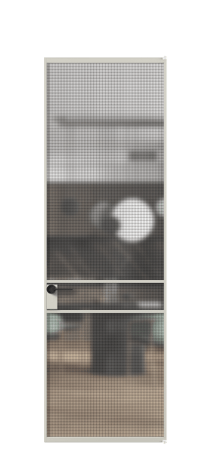 Алюминиевая дверь АЛПЛ040.02 Алюминий тёплый серый Декоративное стекло с сеткой "Mesh silver", триплекс Цена 813510  | Volhovec