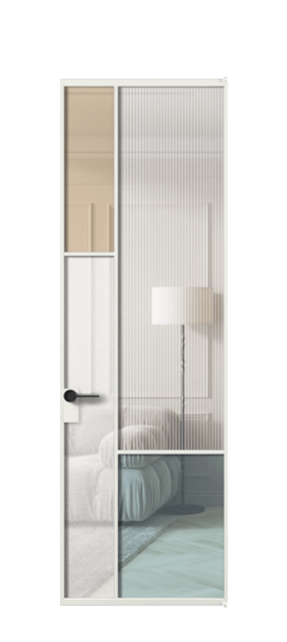 Межкомнатная дверь Mosaic АЛПЛ041.13 Алюминий светло-серый Комбинация стекол Группы 1 и Группы 3 Цена 1072470 ₸ | Volhovec