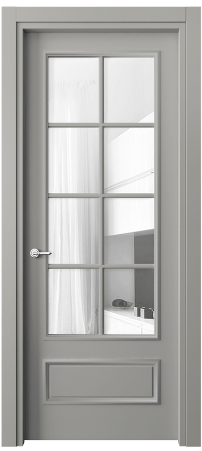 Дверь межкомнатная Paris 8112 Матовый нейтральный серый Прозрачное стекло Гладкий наличник МНСР Цена 384380 ₸ Наличники уже входят в базовый комплект. Фабрика дверей Волховец 8 (800) 551 43 19 Межкомнатная дверь Paris 8112 Матовый нейтральный серый Прозрачное стекло Цена 384380 ₸| Volhovec