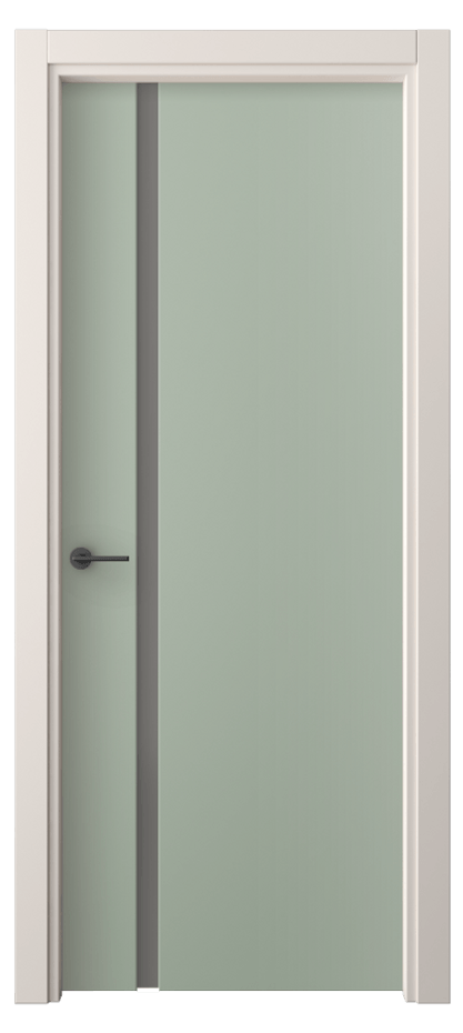 Межкомнатная дверь Freedom 4222 ПЭТ светло-оливковый Сатинированное серое стекло, триплекс Цена 192200 ₸ | Volhovec