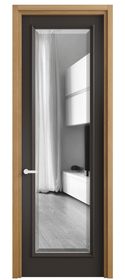 Дверь межкомнатная Charm 6702 Бук антрацит Двустороннее зеркало с фацетом, триплекс Узкий классический наличник БНМ Цена 670200 ₸ Наличники уже входят в базовый комплект. Фабрика дверей Волховец 8 (800) 551 43 19 Межкомнатная дверь Charm 6702 Бук антрацит Двустороннее зеркало с фацетом, триплекс Цена 670200 ₸ | Volhovec