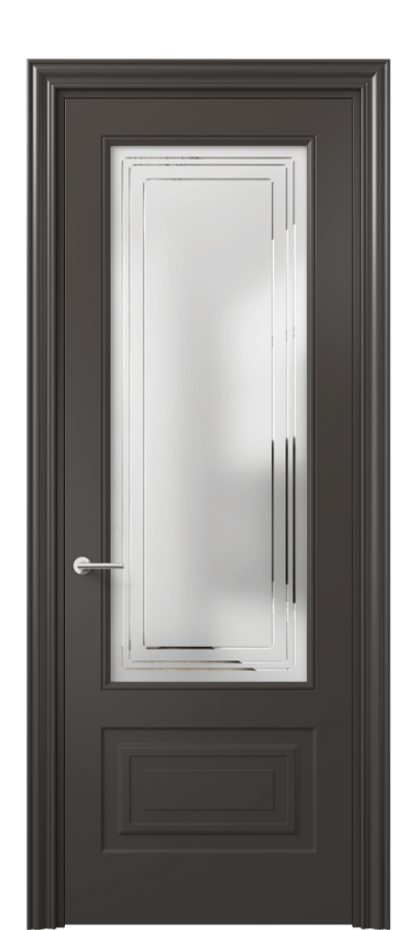 Дверь межкомнатная Mascot 8442 Матовый антрацит Сатинированное стекло с гравировкой "Грани", триплекс Фигурный наличник МАН Цена 411830 ₸ Наличники уже входят в базовый комплект. Фабрика дверей Волховец 8 (800) 551 43 19 Межкомнатная дверь Mascot 8442 Матовый антрацит Сатинированное стекло с гравировкой "Грани", триплекс Цена 411830 ₸ | Volhovec