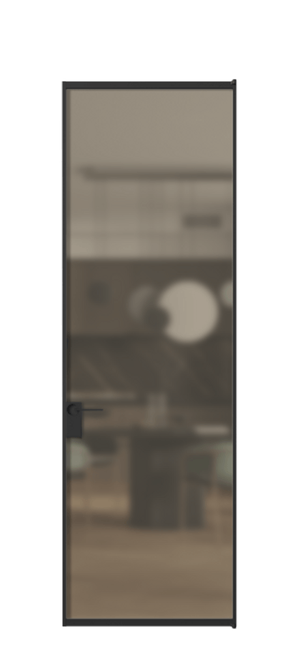 Алюминиевая дверь АЛПЛ040.01 Алюминий Черный Сатинированное бронзовое стекло, триплекс Цена 721160  | Volhovec