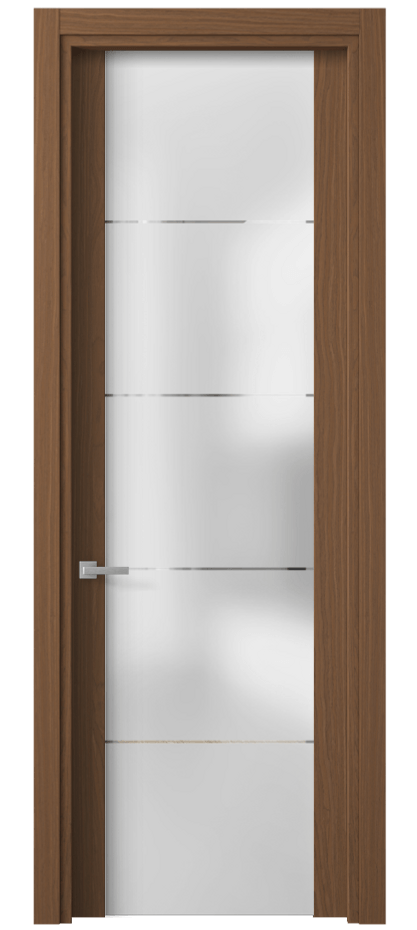 Межкомнатная дверь Planum 4114 Дуб шоколадный матовый Сатинированное стекло с гравировкой «КВАДРО», триплекс Цена 531640 ₸ | Volhovec