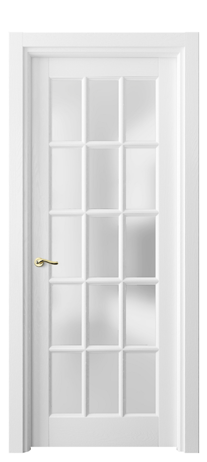Межкомнатная дверь Лигнум 0708 Дуб белоснежный Сатинированное стекло Цена 1180864 ₸ | Volhovec
