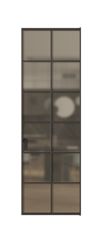 Алюминиевая дверь АЛПЛ040.05 Алюминий антрацит Сатинированное бронзовое стекло, триплекс Цена 932110  | Volhovec