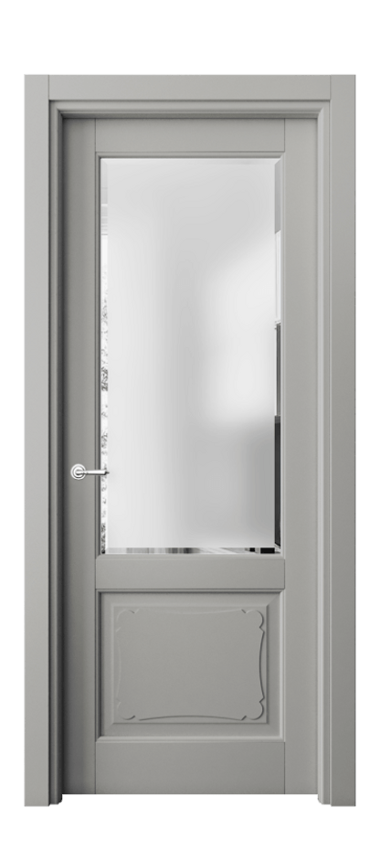 Межкомнатная дверь Тоскана Элегантэ 6322 Матовый нейтральный серый Сатинированное стекло с фацетом Цена 734068 ₸ | Volhovec