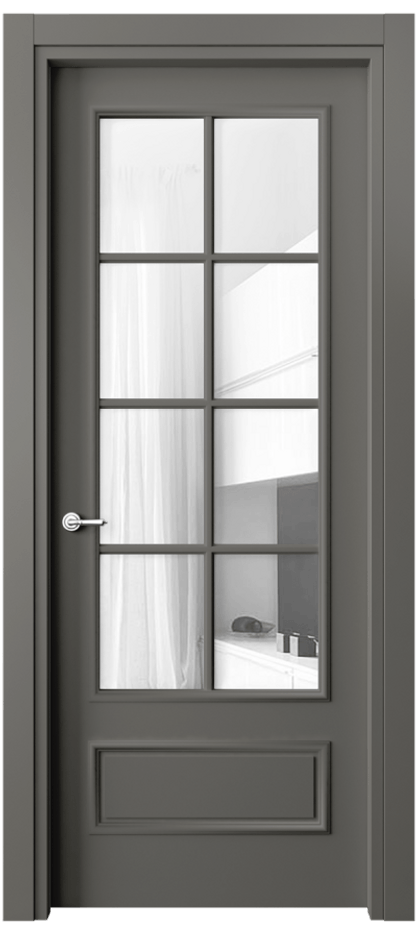 Дверь межкомнатная Paris 8112 Матовый классический серый Прозрачное стекло Гладкий наличник МКЛС Цена 384380 ₸ Наличники уже входят в базовый комплект. Фабрика дверей Волховец 8 (800) 551 43 19 Межкомнатная дверь Paris 8112 Матовый классический серый Прозрачное стекло Цена 384380 ₸| Volhovec