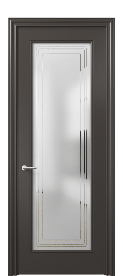 Дверь межкомнатная Mascot 8400 Матовый антрацит Сатинированное стекло с гравировкой "Грани", триплекс Фигурный наличник МАН Цена 411830 ₸ Наличники уже входят в базовый комплект. Фабрика дверей Волховец 8 (800) 551 43 19 Межкомнатная дверь Mascot 8400 Матовый антрацит Сатинированное стекло с гравировкой "Грани", триплекс Цена 411830 ₸ | Volhovec