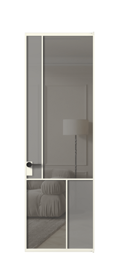 Межкомнатная дверь Mosaic АЛПЛ041.20 Алюминий жемчужный Сатинированное серое стекло, триплекс, 6 мм + Прозрачное серое стекло, триплекс Цена 998960 ₸ | Volhovec