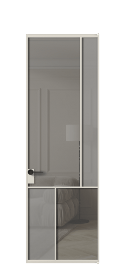 Межкомнатная дверь Mosaic АЛПЛ041.21 Алюминий облачно-серый Сатинированное серое стекло, триплекс, 6 мм + Прозрачное серое стекло, триплекс Цена 998960 ₸ | Volhovec