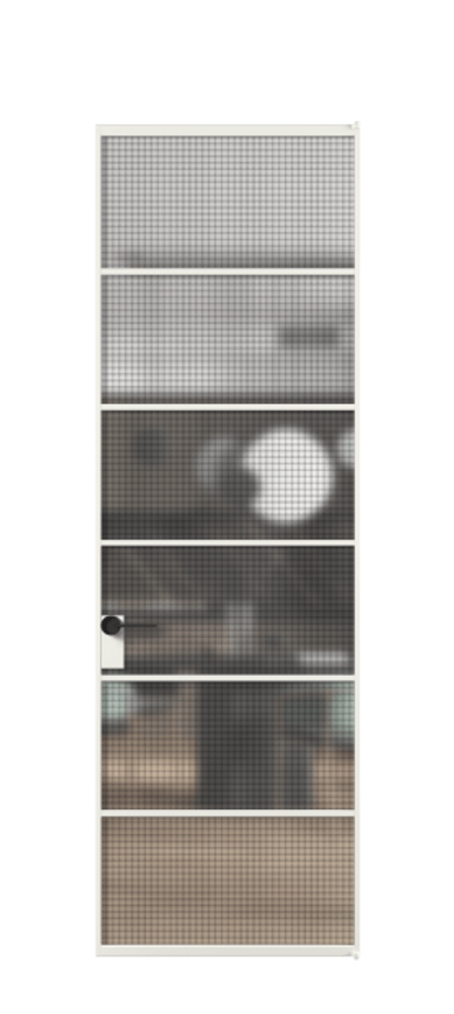 Алюминиевая дверь АЛПЛ040.04 Алюминий светло-серый Декоративное стекло с сеткой "Mesh silver", триплекс. Без короба АССР Цена 841960 Стоимость комплекта двери включает:
1. Полотно (600/650/700/750/800/850/900/950*2000-2400 мм).
2. Короб
3. Комплект фурнитуры (2 торцевые петли и магнитный замок с ответной планкой). Фабрика дверей Волховец 8 (800) 551 43 19 Алюминиевая дверь АЛПЛ040.04 Алюминий светло-серый Декоративное стекло с сеткой "Mesh silver", триплекс Цена 841960 | Volhovec