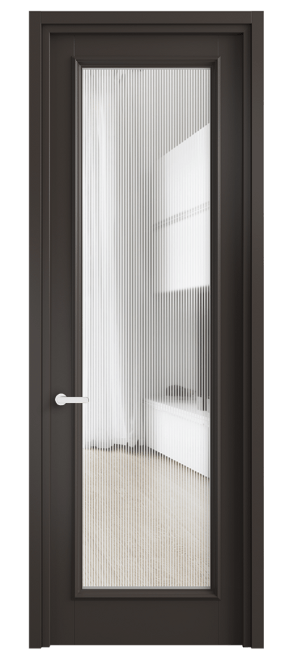Межкомнатная дверь Шарм 6702 Матовый антрацит Рифлёное стекло "Дюна", триплекс Цена 755236 ₸ | Volhovec