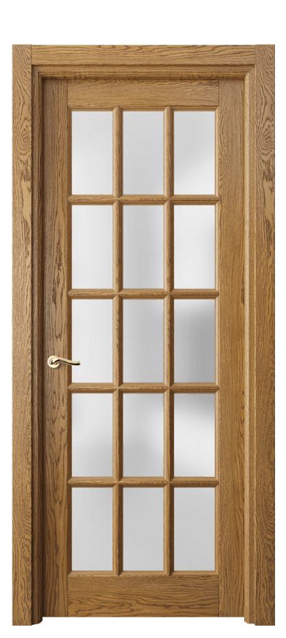 Межкомнатная дверь Лигнум 0708 Дуб медовый брашированный Сатинированное стекло Цена 1300312 ₸ | Volhovec