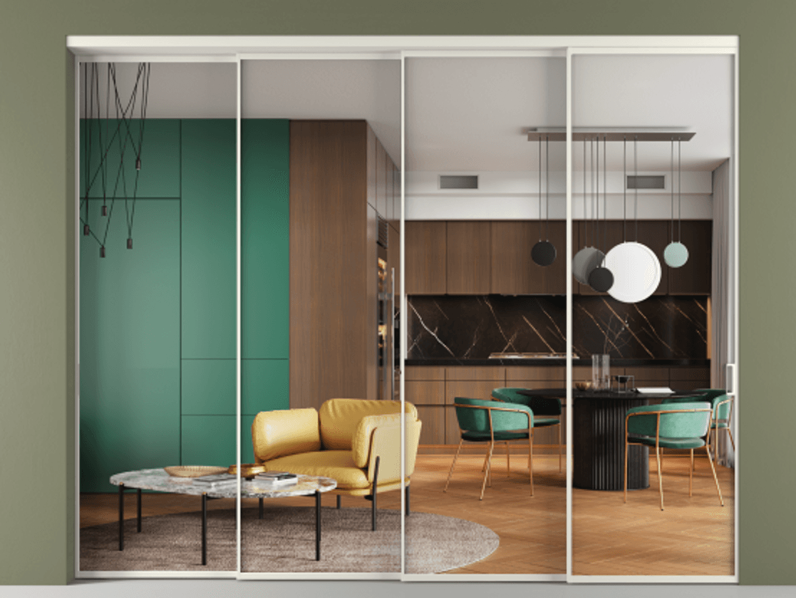 Перегородка Formato внутри проёма 4 створки с синхронным механизмом АЛПР 040.01 Алюминий Белый Прозрачное стекло "Crystal Vision", калёное. Скрытый короб БЕЛ Цена 3185520 ₸ 1. Полотно 4 шт. (800/2100 мм)
2. Комплект установки раздвижной системы
3. Базовый комплект фурнитуры
4. Комплект фурнитуры телескопик синхро-3
5. Ручка RONDO
. Фабрика дверей Волховец 8 (800) 551 43 19 Перегородка Formato внутри проёма 4 створки с синхронным механизмом АЛПР 040.01 Алюминий Белый Прозрачное стекло "Crystal Vision", калёное Цена 3185520 ₸ | Volhovec