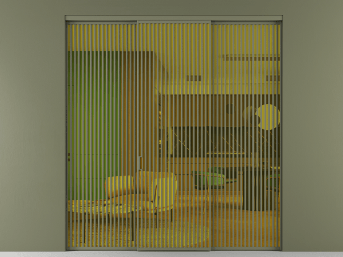 Перегородка Formato внутри проёма 3 створки АЛПР 040.06 Алюминий оливковый тёмный Прозрачное жёлтое стекло, триплекс Цена 3018500 ₸ | Volhovec