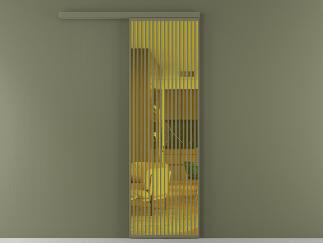 Перегородка Formato вдоль стены 1 створка АЛПР 040.06 Алюминий оливковый тёмный Прозрачное жёлтое стекло, триплекс Цена 1151200 ₸  | Volhovec