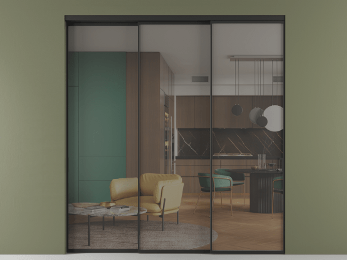 Перегородка Formato внутри проёма 3 створки с синхронным механизмом АЛПР 040.01 Алюминий Черный Прозрачное серое стекло, триплекс. Скрытый короб ЧЕР Цена 1972590 ₸ 1. Полотно 3 шт. (800/2100 мм)
2. Комплект установки раздвижной системы
3. Базовый комплект фурнитуры
4. Комплект фурнитуры телескопик синхро-2
5.Ручка RONDO
. Фабрика дверей Волховец 8 (800) 551 43 19 Перегородка Formato внутри проёма 3 створки с синхронным механизмом АЛПР 040.01 Алюминий Черный Прозрачное серое стекло, триплекс Цена 1972590 ₸ | Volhovec