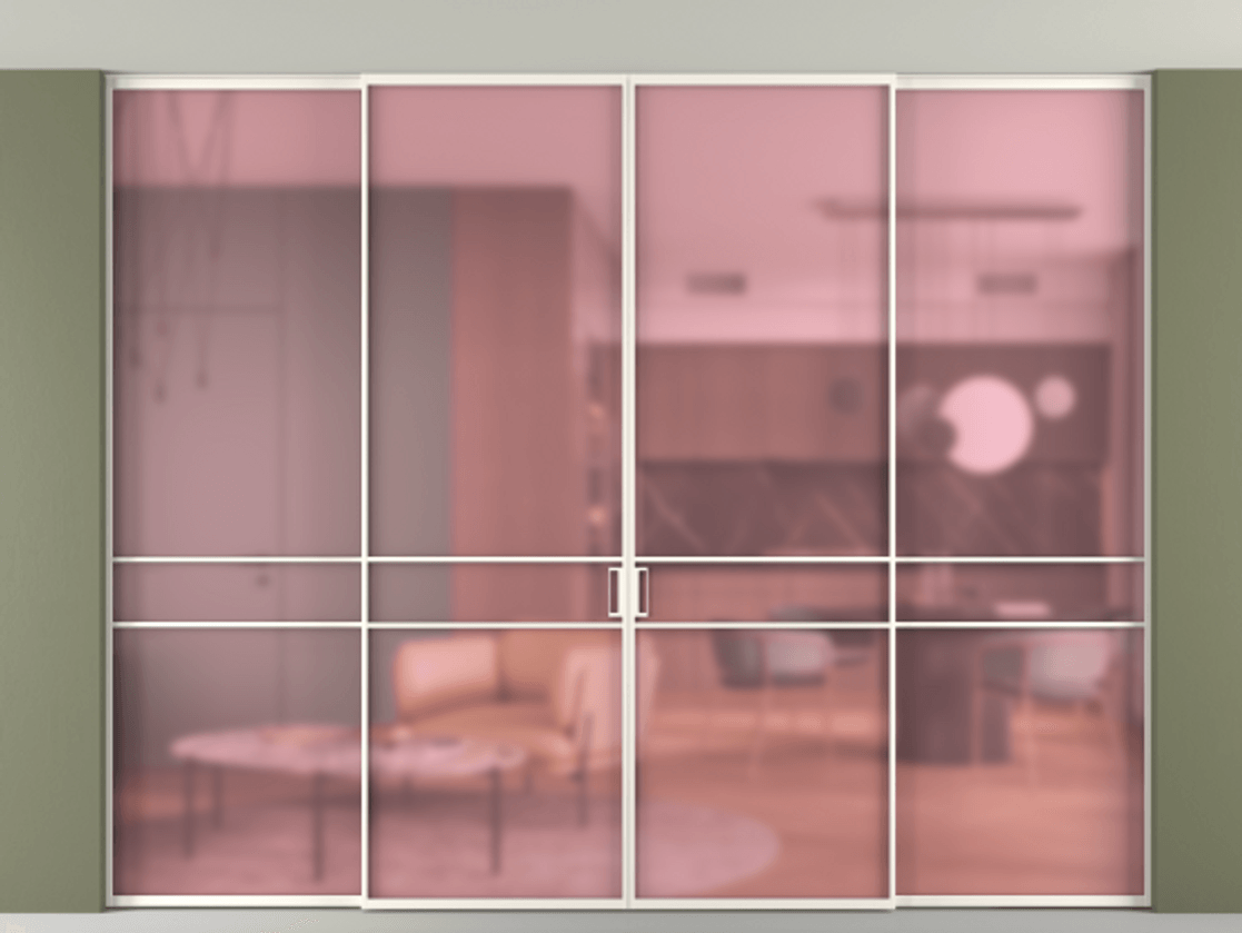 Перегородка Formato внутри проёма скрытое крепление в потолок 4 створки АЛПР 040.02 Алюминий пудровый белый Сатинированное розовое стекло, триплекс. Цена 2852000 ₸ 1. Полотно 4 шт. (800/2100 мм)
2. Комплект установки раздвижной системы
3. Базовый комплект фурнитуры
4.Ручка RONDO. Фабрика дверей Волховец 8 (800) 551 43 19 Перегородка Formato внутри проёма скрытое крепление в потолок 4 створки АЛПР 040.02 Алюминий пудровый белый Сатинированное розовое стекло, триплекс Цена 2852000 ₸ | Volhovec