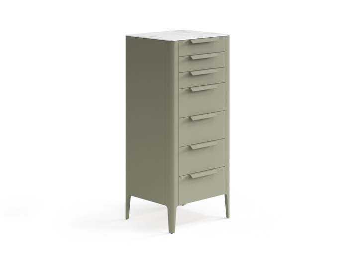 Мебель Комод Piega 7 ящиков. Цвет Матовый оливковый тёмный. Материал Гладкая эмаль. Коллекция Комод Piega 7 ящиков. Картинка.