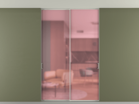 Алюминевая перегородка АЛПР 040.01_БЕЛ_САТ РОЗ_new. Цвет Алюминий Белый. Материал Алюминий. Коллекция Перегородка Formato внутри проёма скрытое крепление в потолок 2 створки. Картинка.