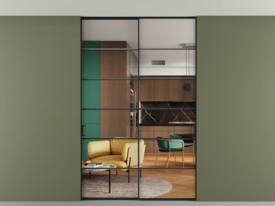 Алюминевая перегородка p2_04 Crystalvision ЧЕР. Цвет Алюминий Черный. Материал Алюминий. Коллекция Перегородка Формато внутри проёма скрытое крепление в потолок 2 створки. Фото. Алюминевая перегородка p2_04 Crystalvision ЧЕР. Цвет Алюминий Черный. Материал Алюминий. Коллекция Перегородка Формато внутри проёма скрытое крепление в потолок 2 створки. Картинка.