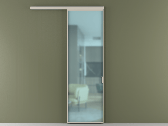 Алюминевая перегородка АЛПР 040.01_АСБЖ_САТ ГОЛ_new. Цвет Алюминий светло-бежевый. Материал Алюминий в эмали. Коллекция Перегородка Formato вдоль стены 1 створка. Картинка.