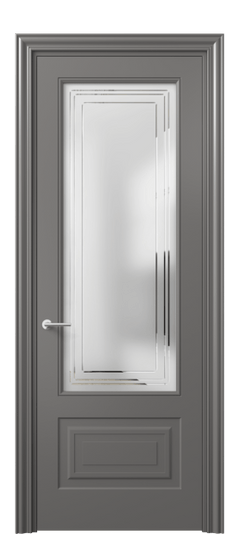 Дверь межкомнатная 8442 МКЛС Сатин с гравировкой Mascot. Цвет Матовый классический серый. Материал Гладкая эмаль. Коллекция Mascot. Картинка.