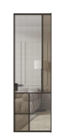 Дверь межкомнатная АЛПЛ041.21 ААН MS+Бронза триплекс. Цвет Алюминий антрацит. Материал Алюминий в эмали. Коллекция Mosaic. Картинка.