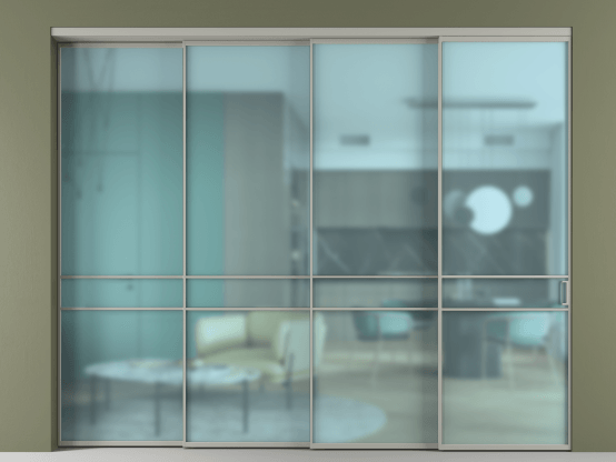 Алюминевая перегородка АЛПР 040.02_АНСР_САТ ГОЛ_new. Цвет Алюминий нейтральный серый. Материал Алюминий в эмали. Коллекция Перегородка Formato внутри проёма 4 створки с синхронным механизмом. Фото. Алюминевая перегородка АЛПР 040.02_АНСР_САТ ГОЛ_new. Цвет Алюминий нейтральный серый. Материал Алюминий в эмали. Коллекция Перегородка Formato внутри проёма 4 створки с синхронным механизмом. Картинка.