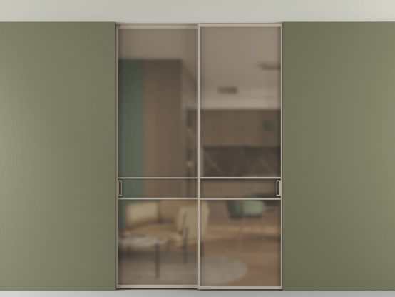 Алюминевая перегородка АЛПР 040.02_АБСК_Бронза сатин триплекс_new. Цвет Алюминий бисквитный. Материал Алюминий в эмали. Коллекция Перегородка Формато внутри проёма скрытое крепление в потолок 2 створки. Фото. Алюминевая перегородка АЛПР 040.02_АБСК_Бронза сатин триплекс_new. Цвет Алюминий бисквитный. Материал Алюминий в эмали. Коллекция Перегородка Формато внутри проёма скрытое крепление в потолок 2 створки. Картинка.