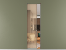 Алюминевая перегородка АЛПР 040.01 МНСР САТ ОРАНЖ. Цвет Алюминий нейтральный серый. Материал Алюминий в эмали. Коллекция Перегородка Formato скрытый пенал 1 створка. Картинка.