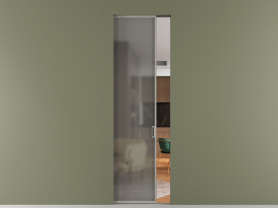 Алюминевая перегородка АЛПР 040.01 МНСР СЕР САТ. Цвет Алюминий нейтральный серый. Материал Алюминий в эмали. Коллекция Перегородка Formato скрытый пенал 1 створка. Картинка.