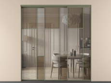 Перегородка Mosaic внутри проёма 3 створки с синхронным механизмом