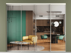 Перегородка Formato внутри проёма 4 створки с синхронным механизмом