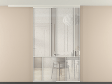 Перегородка Мозаик вдоль стены на потолок 2 створки с синхронным механизмом