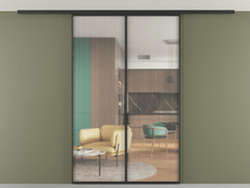 Перегородка Formato вдоль стены на потолок 2 створки