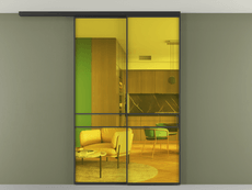 Перегородка Formato вдоль стены на потолок 2 створки с синхронным механизмом