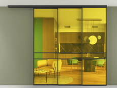 Перегородка Formato вдоль стены на потолок 3 створки с синхронным механизмом