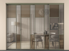 Перегородка Mosaic внутри проёма 4 створки с синхронным механизмом