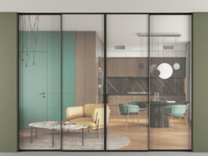 Перегородка Formato внутри проёма скрытое крепление в потолок 4 створки