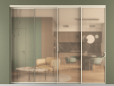 Перегородка Формато внутри проёма 4 створки с синхронным механизмом