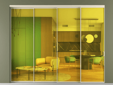 Перегородка Formato внутри проёма 4 створки с синхронным механизмом