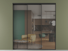 Перегородка Formato внутри проёма 3 створки с синхронным механизмом