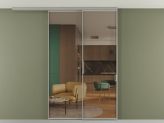 Перегородка Formato вдоль стены на потолок 2 створки с синхронным механизмом