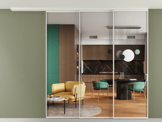 Перегородка Formato вдоль стены на потолок 3 створки с синхронным механизмом